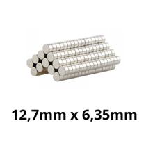 Kit 50 Peças Imã Neodímio Disco Magnético N35 12,7 x 6,35 mm Super Forte Potente Redondo