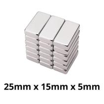 Kit 50 Peças Imã Neodímio Disco Magnético N35 25 x 15 x 5 mm Super Forte Potente