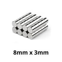 Kit 50 Peças Imã Neodímio Disco Magnético N35 8 x 3 mm Super Forte Potente Redondo - All Tech