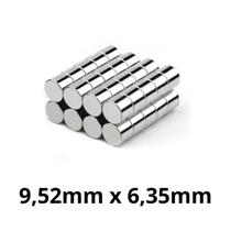 Kit 50 Peças Imã Neodímio Disco Magnético N35 9,52 x 6,35 mm Super Forte Potente Redondo