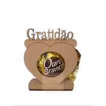 Kit 50 peças porta bombom coração Gratidão em MDF