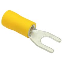 Kit 50 Peças Terminais Conectores Energia Elétrico Pré Isolado Nylon Amarelo Forquilha Garfo Cabo 4mm a 6mm