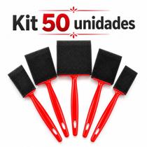 Kit 50 Pincéis Batedores De Espuma Redondos Com Cabo De Madeira 5 Tamanhos Para Artesanato Pintura Escolar Stencil E Trabalhos Manuais -