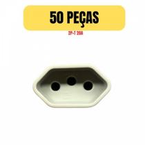 Kit 50 plugue tomada femea 2p+t 20a padrao cinza extencao