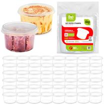 Kit 50 Pote De Plástico Descartável 1000 Ml Redondo Com Tampa Atóxico Freezer
