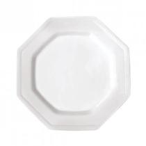 Kit 50 Pratos Plásticos Oitavados Brancos Duros