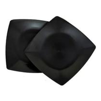 Kit 50 Pratos Quadrados Plástico Preto Refeição Bar Petisco Kit 50 Pratos Quadrados Plástico Preto Refeição Bar Petisco