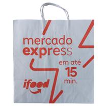 Kit 50 Sacolas Kraft Branca Ifood