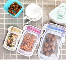 Kit 50 sacos zip lock reutilizável imagem pote hemértico para alimentos - Filó Modas
