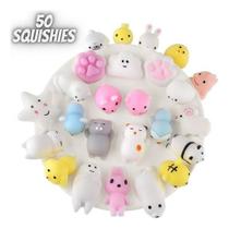 Kit 50 Squishy Mochi Bichinho Macio De Apertar Squishies