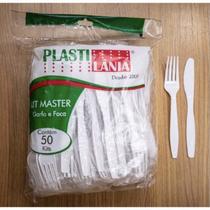 Kit 50 Talher Garfo e Faca Descartável para Refeição Reforçado Plastilânia