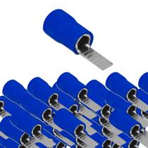 Kit 50 terminais pre isolado pino chato 16mm azul sibratec