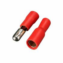 Kit 50 Terminal Bala Macho e Femea Pré Isolado 0,5 a 1,5mm Vermelho