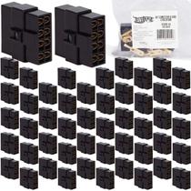 Kit 50 Terminal Conector 8 Vias Trava Macho Fêmea Technoise