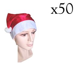 Kit 50 Toucas Gorro Papai Noel em Cetim Natal Fantasia