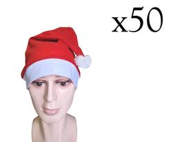 Kit 50 Toucas Papai Noel Em Feltro Com Pom Pom- Chapéu Natal