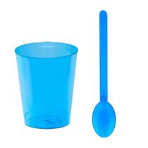 Kit 50 uni Copo + Colher Para Doce Mousse Brigadeiro 25ML Colorido