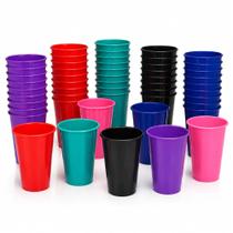 Kit 50 unid Copo Plastico Resistente para Festa 300ml - Reutilizavel