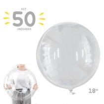 Kit 50 Unidades Balão Bubble 18 Polegadas 45cm Gás Hélio Decoracao Festa