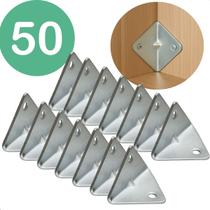 Kit 50 unidades Cantoneira 2 furos Zincado Para Moveis Paredes E Armarios De 2 Polegada