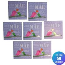 Kit 50 Unidades Cartão Mãe - Lilás Passarinhos Kit 50 Unidades Cartão Mãe - Lilás Passarinhos