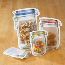 Kit 50 unidades de sacos zip lock reutilizável imagem pote hermético alimentos cozinha moderna - Filó Modas