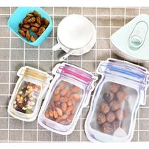 Kit 50 unidades de sacos zip lock reutilizável imagem pote hermético alimentos - Filó Modas