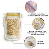 Kit 50 unidades de sacos zip lock reutilizável imagem pote hermético alimentos