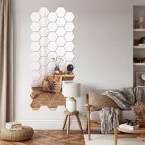 Kit 50 Unidades Espelho Decorativo Colmeia de Hexágonos