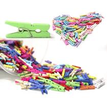 Kit 50 Unidades Mini Prendedores Coloridos de Madeira 2,5cm