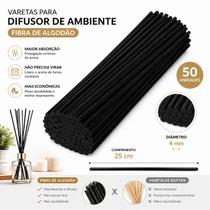 Kit 50 Varetas de Fibra de Algodão de 25cm x 4mm Preta para Difusor Aromatizador de Ambiente Kit 50 Varetas de Fibra de Algodão de 25cm x 4mm Preta para Difusor Aromatizador de Ambiente