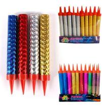 KIT 50 Velas Cascata Vulcão Indoor 13 cm para Balde de Champanhe, Bolo e Muito Mais