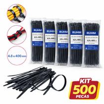 Kit 500 Abraçadeiras de Nylon Preta 4,8mm x 40cm Kit 500 Abraçadeiras de Nylon Preta 4,8mm x 40cm