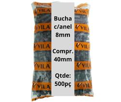 Kit 500 Bucha Plastica 8mm Com Anel De Encosto VILA