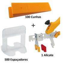 Kit 500 Espaçadores Nivelador Cerâmicas Pisos E Porcelanato + 100 Cunhas + Alicate Cortag
