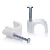 Kit 500 fixa cabo redondo 6mm branco prego de 19mm