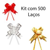 Kit 500 Laços Fácil Com fitilho Dourado 12mm Sortidos