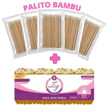 Kit 500 Mini Lixas parda + 500 palitos bambu ponta e chanfro Liz Produto de Beleza PREMIUM