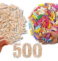 Kit 500 Mini Prendedor Pregador Madeira Colorido Fotos Artes
