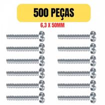 Kit 500 parafuso a.a cabeca panela reta 6,3x50mm para bucha