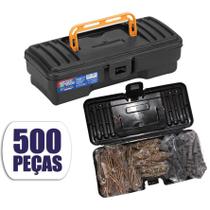 Kit 500 Parafusos Chipboard e Buchas + Maleta organizadora