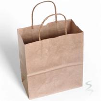 Kit 500 Sacolas de Papel Kraft 120g -20x22x10 - Extra Resistentes com Alça Torcida para Delivery e Presentes