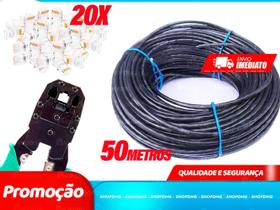 Kit 50m Cabo Rede Preto + 20 Plug Rj45 + 1 Alicate Crimpar Seguro Kit 50m Cabo Rede Preto + 20 Plug Rj45 + 1 Alicate Crimpar Seguro