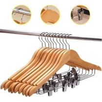 Kit 50X Cabides De Madeira Com Presilha Verniz Marfim Roupa Kit 50X Cabides De Madeira Com Presilha Verniz Marfim Roupa