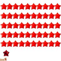 Kit 51 Balões Metalizado Estrela Vermelho 20cm C Canudo 15cm