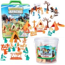 Kit 53 Pcs Acampamento Cowboys e Índios Apache Gulliver Bonecos