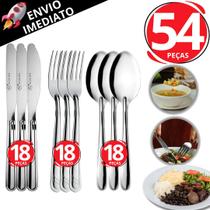 Kit 54 Talheres Inox Premium Garfo Faca E Colher Talher Para Refeição Lanchonete Restaurante Buffet