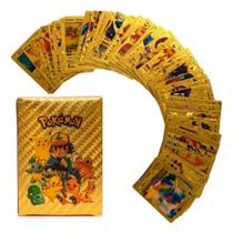 Kit 55 Cartas Pokemon Folha De Ouro Douradas Edicao Limitada