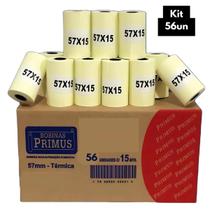 Kit 56 Rolos Bobina Térmica 57mm x 15m Branca 48g Cartão Impressora PDV ECF POS Relógio Kit 56 Rolos Bobina Térmica 57mm x 15m Branca 48g Cartão Impressora PDV ECF POS Relógio