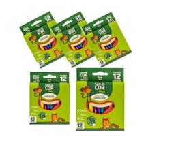 Kit 5cxs Mini Lápis De Cor Sextavado Linha Eco 12 Cores - Linha ecológica